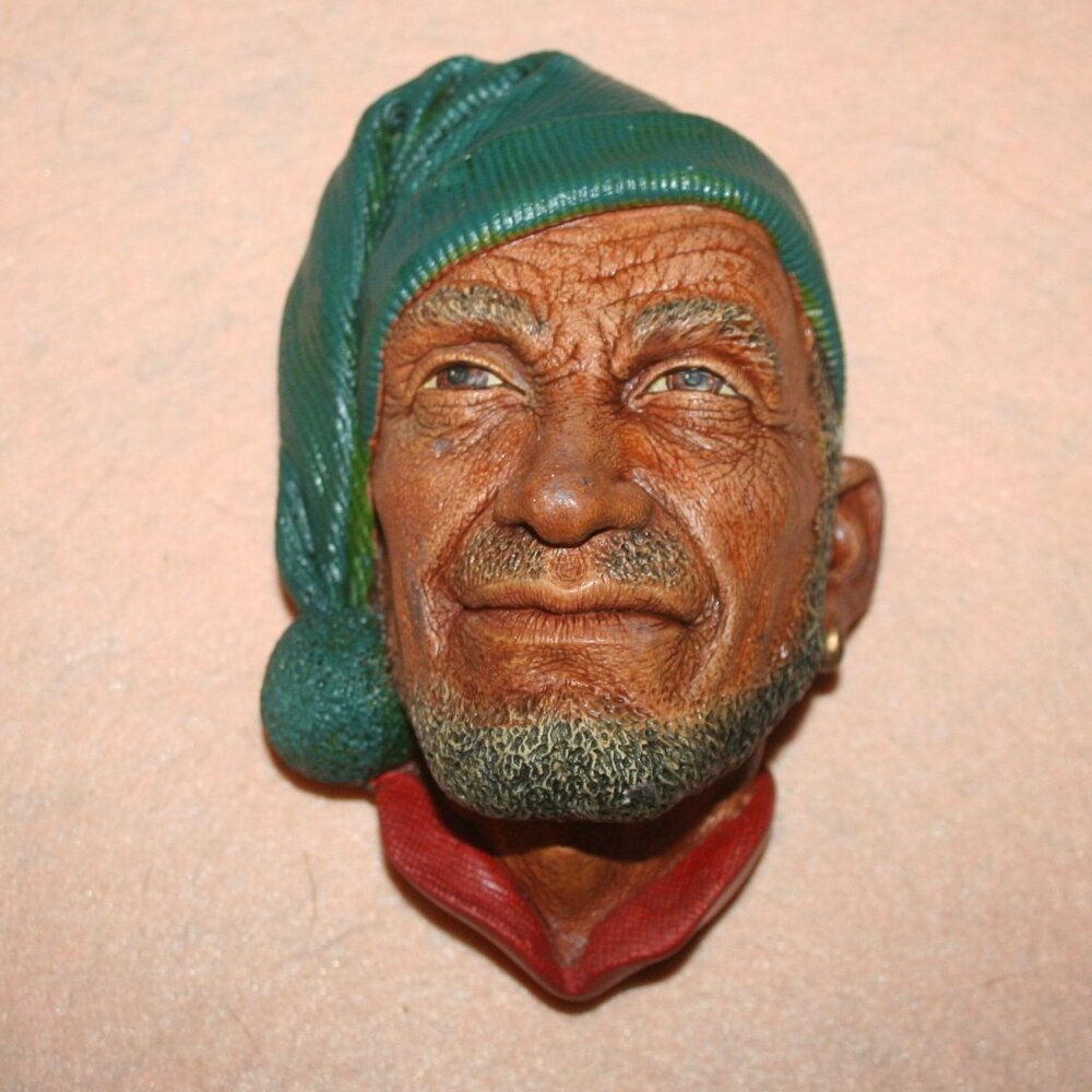 Vintage Corisican Bosson Mask Head Character Chalkware Wall Plaque